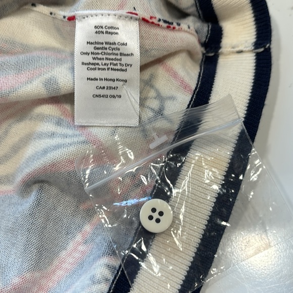 Talbots Nautical Maps Theme Lightweight Cardigan Sweater with 3/4 Sleeves - Picture 7 of 9